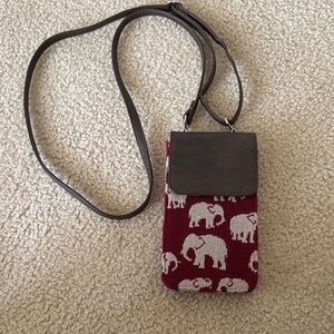 Thirty-one Elephant Print Maroon Crossbody Bag